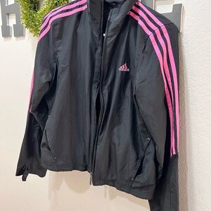 Adidas Women's Black Bomber Jacket with Pink Accents
